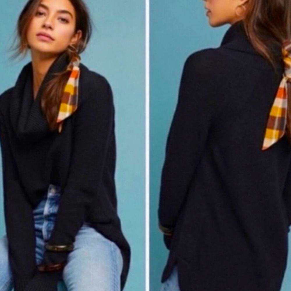 Moth by anthropologie | Brenda Black turtleneck cowl neck sweater | size x small